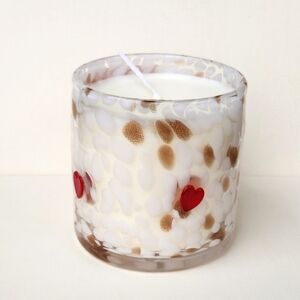 Rachel Zoe Glass Sweet Heart Filled Candle for Valentine's Day, New